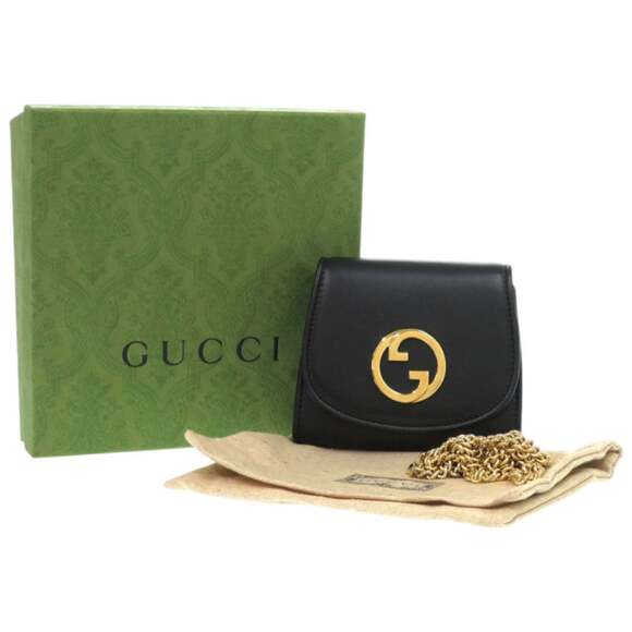 Like new Gucci Blondie Chain Wallet 725219 in black leather, bifold wallet, 1206